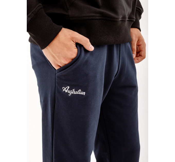 Чоловічі Штани AUSTRALIAN ESSENTIAL FLEECE PANTS RIB BOTTOM Синій S (7dLSUPA0010-200 S)