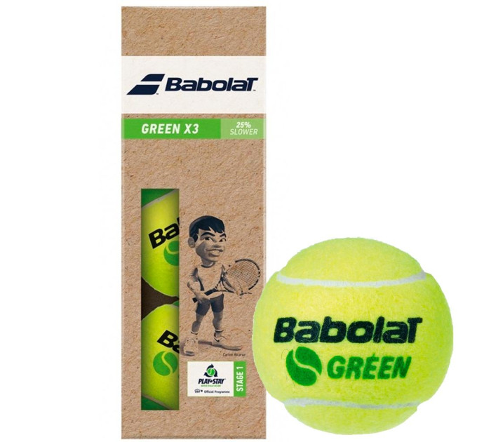 М'ячі для тенісу Babolat GREEN paper pack 3 ball 501106-113