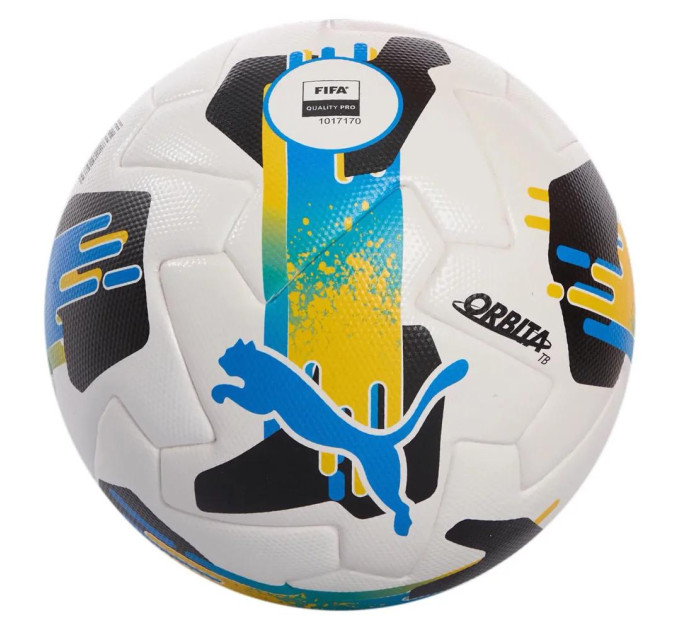М'яч футбольний PUMA Orbita UPL (FIFA Quality Pro) білий, чорний, блакитний Уні 5 084592-01