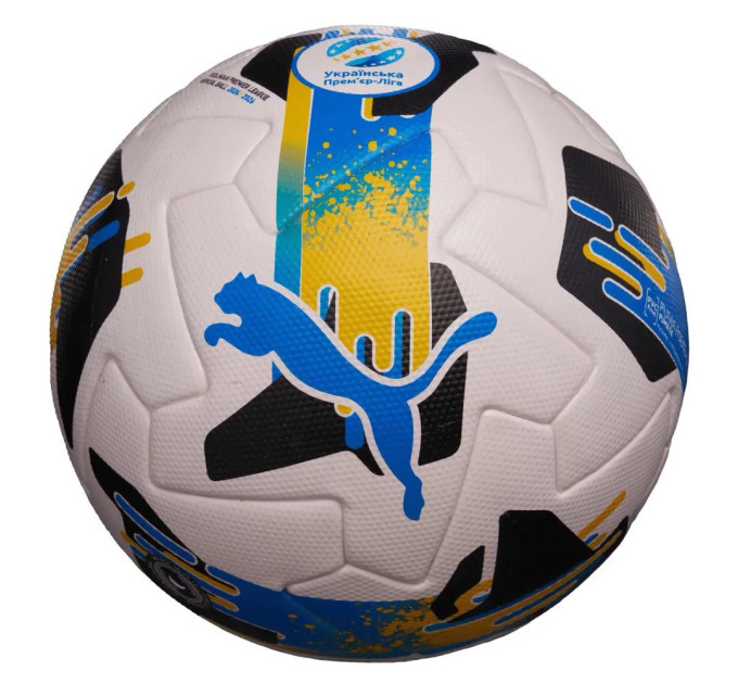 М'яч футбольний PUMA Orbita UPL (FIFA Quality Pro) білий, чорний, блакитний Уні 5 084592-01