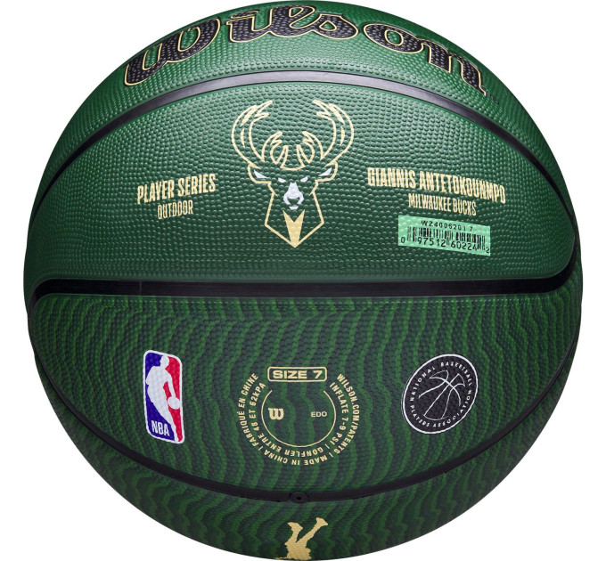 М'яч баскетбольний Wilson NBA PLAYER ICON OUTDOOR BSKT GIANNIS Зелений 7 (WZ4006201XB7 7)