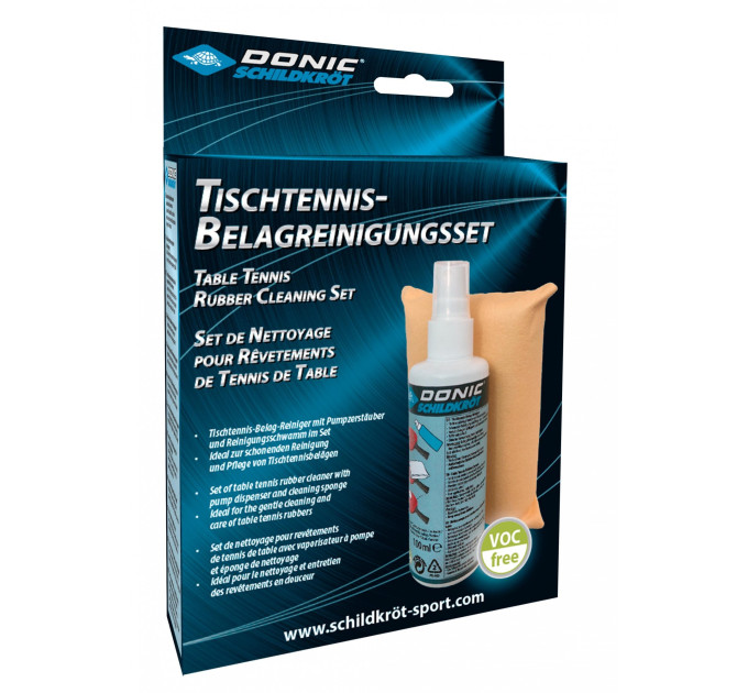 Набір для чищення ракеток Donic Cleaning set (foam cleaner 100 ml + sponge in a box) (828529)
