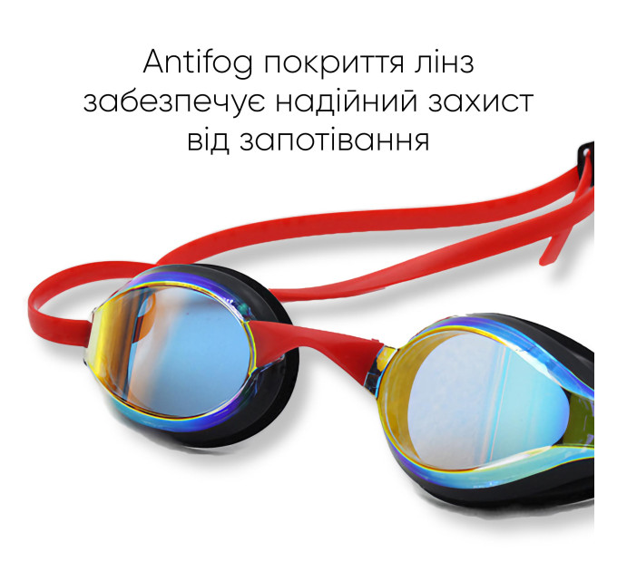Окуляри для плавання Renvo Aries Pro Уні Anti-fog Червоний, Чорний OSFM (2SG100-04)