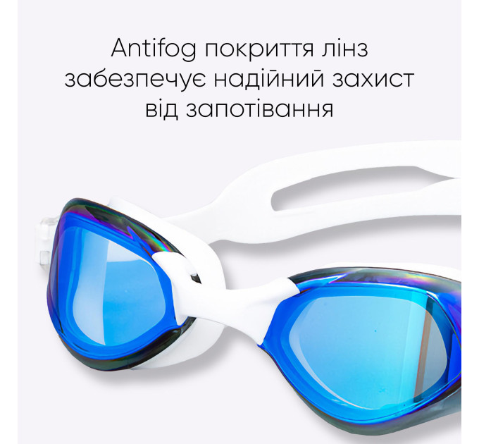 Окуляри для плавання Renvo Dande Уні Anti-fog Білий, Синій OSFM (2SG200-03)
