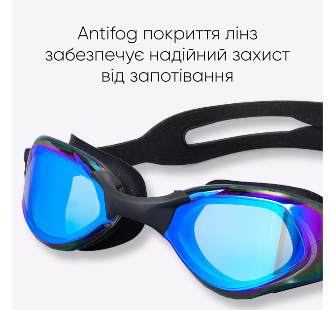 Окуляри для плавання Renvo Dande Уні Anti-fog Чорний OSFM (2SG200-0110)