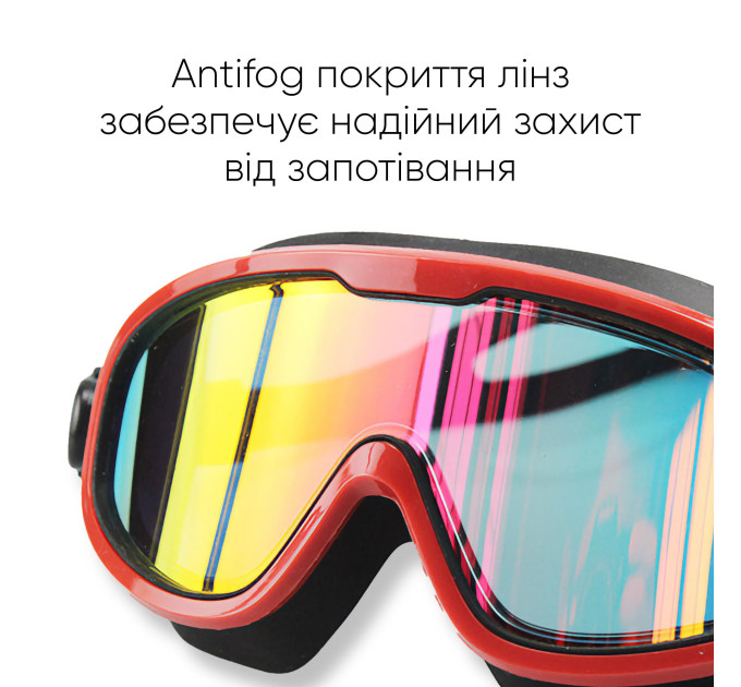 Маска для плавання Renvo Kariba Уні Anti-fog Чорний, Червоний OSFM (2SM100-0107)