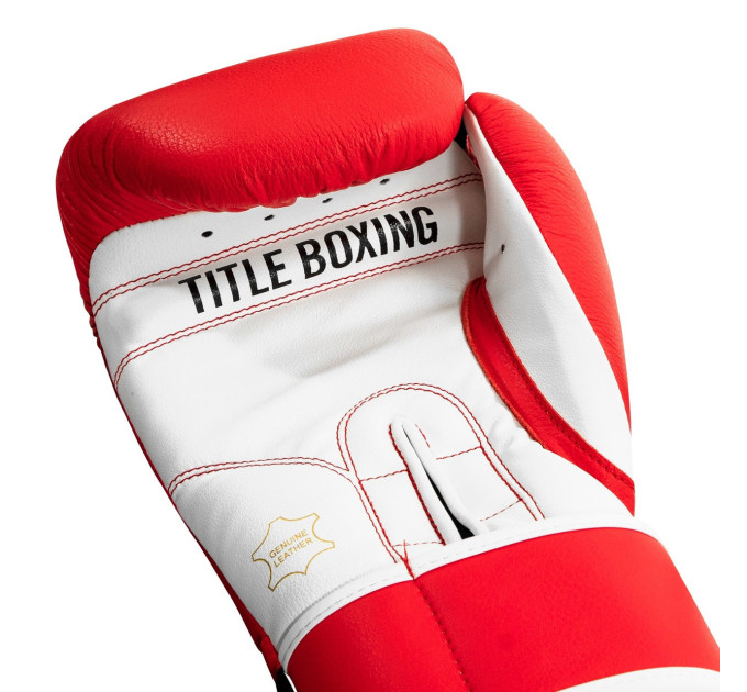 Боксерські рукавиці TITLE Boxing Pro Style Leather Gloves3.0 Red/White 14 oz (бинти 4м. в комплекті)