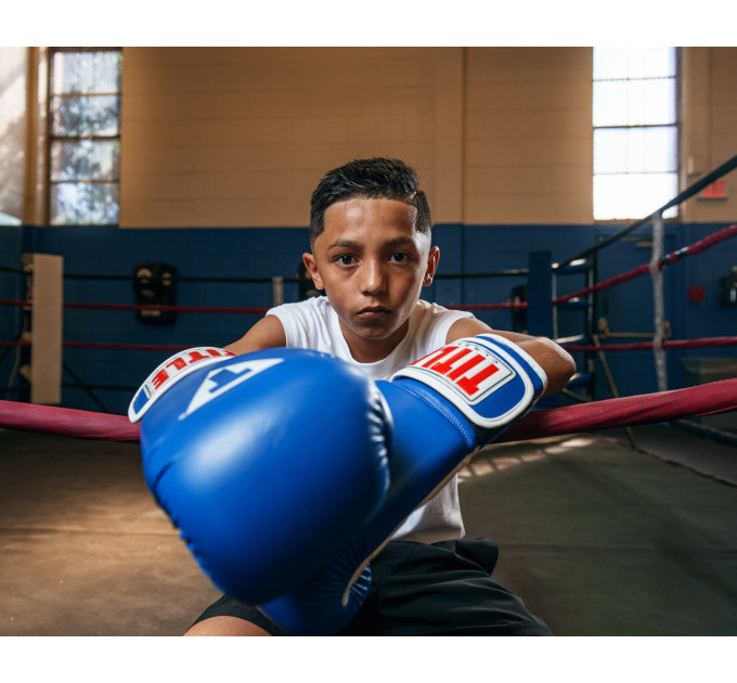 Боксерські рукавиці TITLE Classic Pro Style 3.0 Blue/White 14 oz (капа в комплекті)