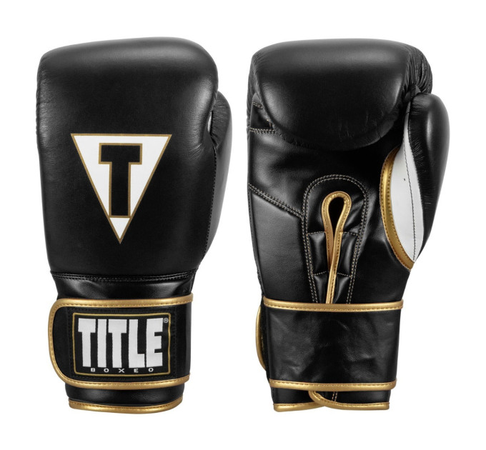Боксерські рукавиці TITLE Boxeo Mexican Leather Quatro Black/White 12 oz (бинти 4м. в комплекті)