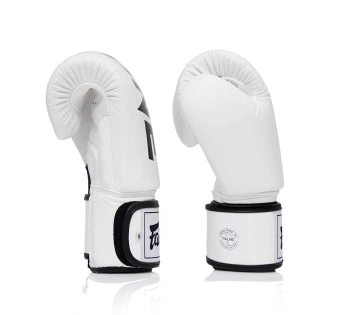 Боксерські рукавиці Fairtex BGV1-ONE (натуральна шкіра) White 12 унцій (бинти в комплекті)