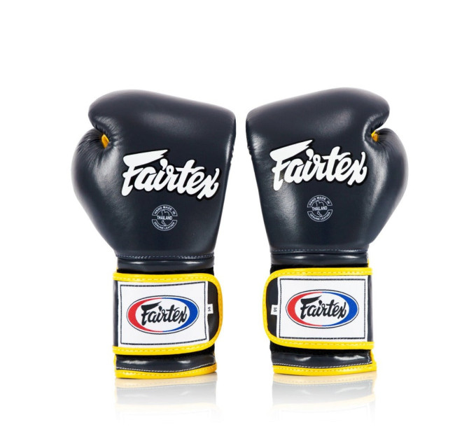 Боксерські рукавиці Fairtex BGV9 Mexican Blue/Yellow 14 унцій (бинти в комплекті)