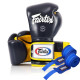 Боксерські рукавиці Fairtex BGV9 Mexican Blue/Yellow 14 унцій (бинти в комплекті)