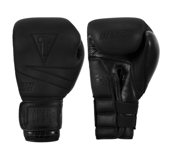 Боксерські рукавиці TITLE Black Bolstered Leather Black 16 oz (бинти 4м. в комплекті)
