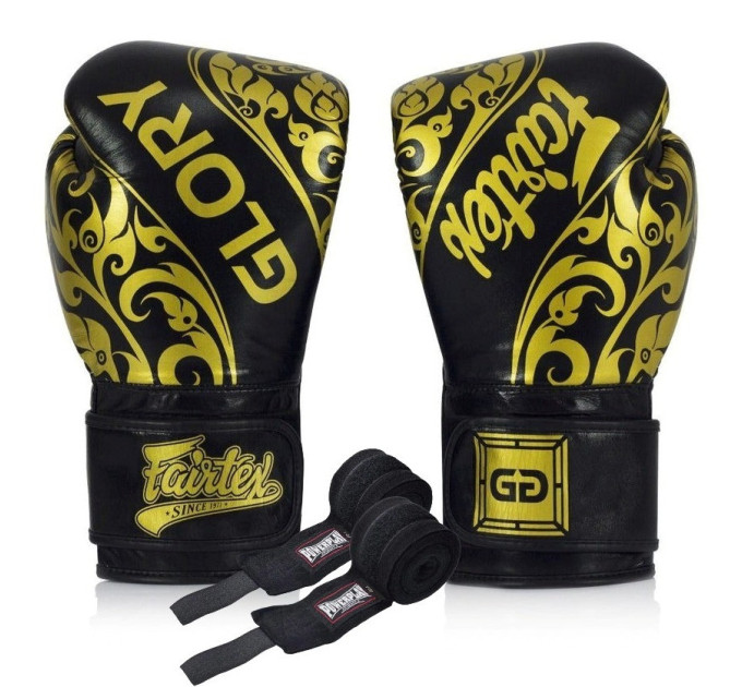 Боксерські рукавиці Fairtex BGVG2 Velcro Black 12 унцій (бинти в комплекті)