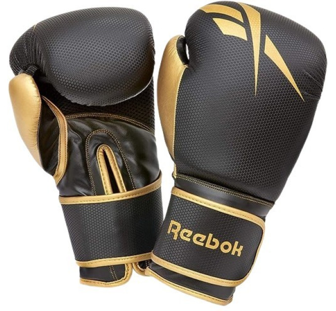 Боксерські рукавички Reebok Boxing Gloves чорний, золото Чол 16 унцій RSCB-11117GB