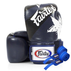Боксерські рукавиці Fairtex BGV1 Nation Print Blue 12 унцій (бинти в комплекті)