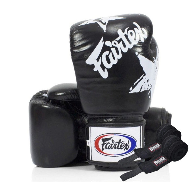 Боксерські рукавиці Fairtex BGV1 Nation Print Black 14 унцій (бинти в комплекті) Боксерські рукавиці Fairtex BGV1 Nation Print Black 14 унцій (бинти в комплекті)