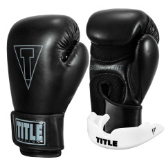 Боксерські рукавиці TITLE Boxing Vegan Gloves Black 14 oz (капа в комплекті)