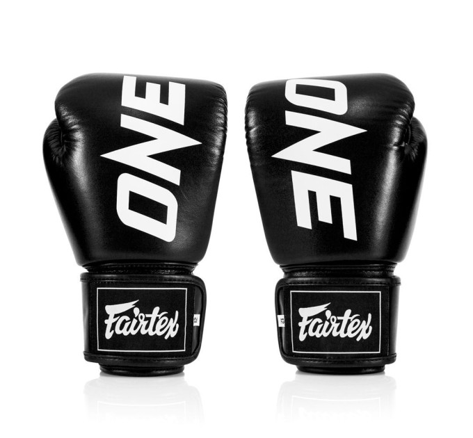 Боксерські рукавиці Fairtex BGV1-ONE (натуральна шкіра) Black 14 унцій (бинти в комплекті)