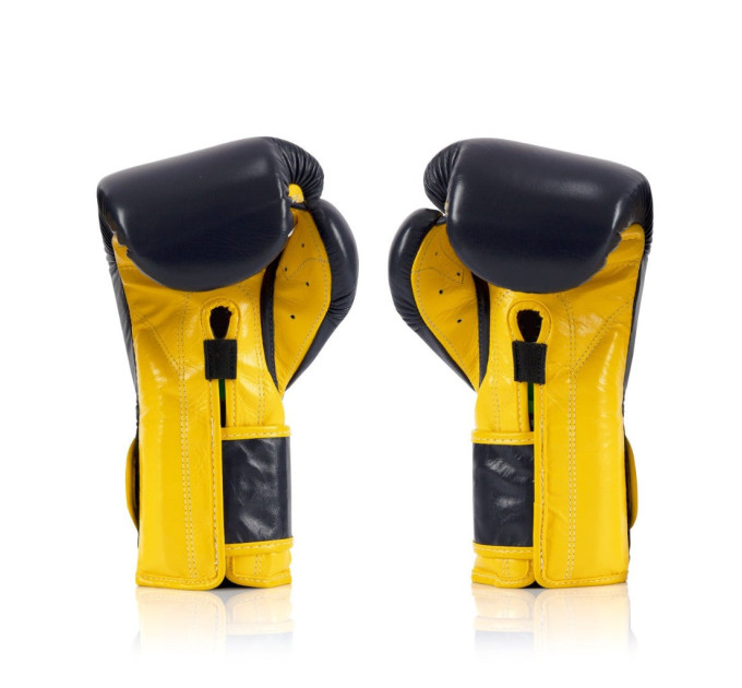 Боксерські рукавиці Fairtex BGV9 Mexican Blue/Yellow 12 унцій (бинти в комплекті)