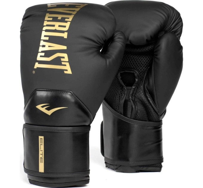 Боксерські рукавиці Everlast ELITE 2 BOXING GLOVES чорний, золотий Уні 14 унцій P00003272