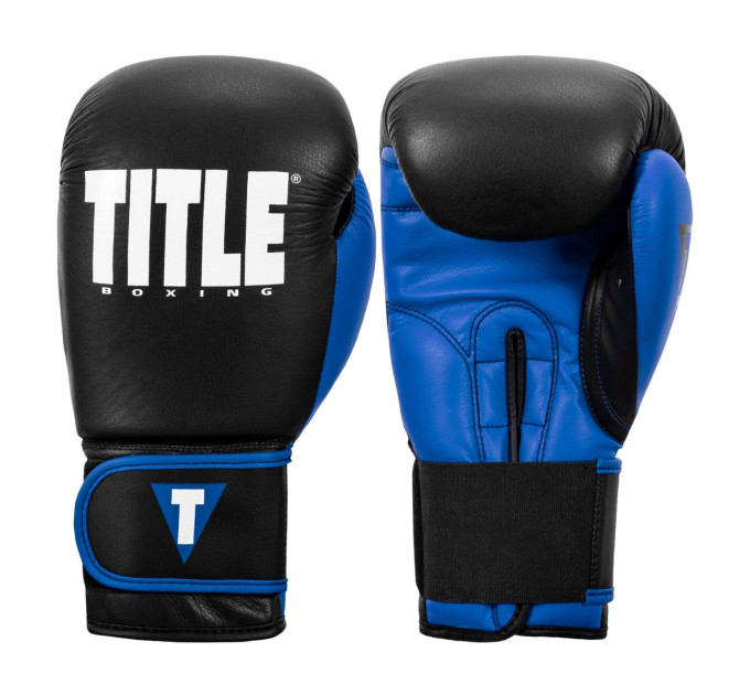 Боксерські рукавиці TITLE Boxing Dynamic Strike Black/Blue 14 oz (бинти 4м. у комплекті)