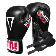 Боксерські рукавиці TITLE Classic Black Max Black 14 oz (бинти 4м. в комплекті)