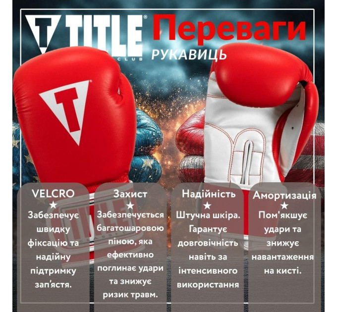 Боксерські рукавиці TITLE Classic Pro Style 3.0 Red/White 12 oz (капа в комплекті)