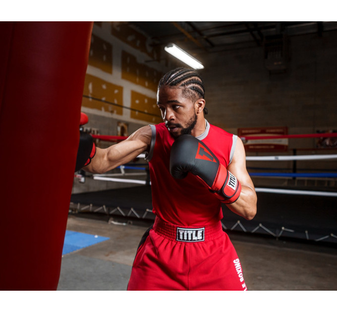 Боксерські рукавиці TITLE Boxing Guts and Glory Black/Red M 12oz (бинти 4м. в комплекті)
