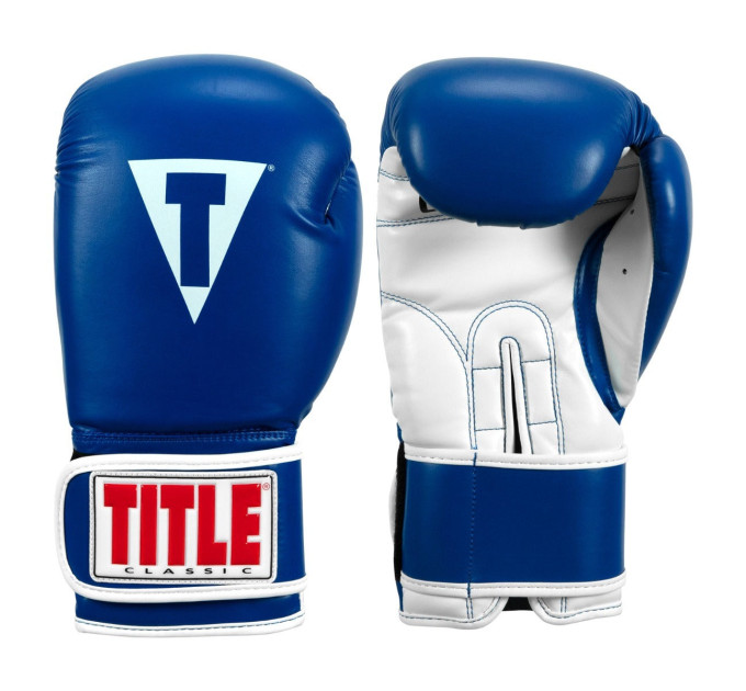 Боксерські рукавиці TITLE Classic Pro Style 3.0 Blue/White 12 oz (капа в комплекті)