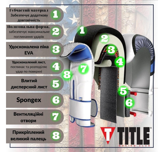 Боксерські рукавиці TITLE Classic Pro Style 3.0 Blue/White 12 oz (капа в комплекті)