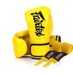 Боксерські рукавиці Fairtex BGV14 Yellow 14 унцій (бинти в комплекті)
