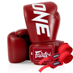 Боксерські рукавиці Fairtex BGV1-ONE (натуральна шкіра) Red 14 унцій (бинти в комплекті)