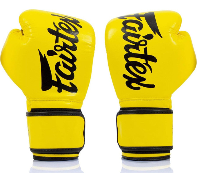 Боксерські рукавиці Fairtex BGV14 Yellow 14 унцій (бинти в комплекті)