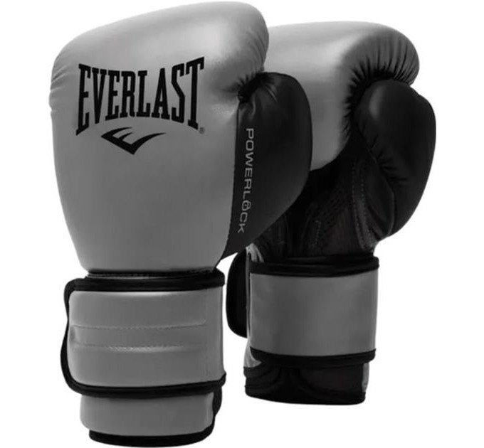 Боксерські рукавиці Everlast POWERLOCK 2R TRAINING GLOVE сірий, чорний Уні 10 унцій P00002304