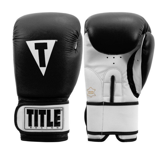 Боксерські рукавиці TITLE Premier Leather Black/White XL 16 oz (бинти 4м. в комплекті)