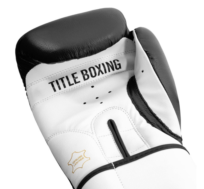 Боксерські рукавиці TITLE Premier Leather Black/White XL 16 oz (бинти 4м. в комплекті)