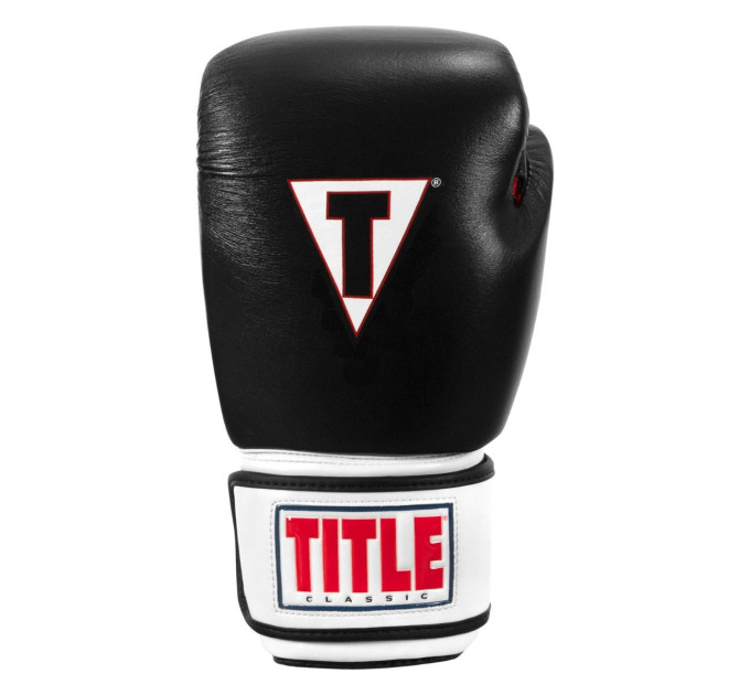 Боксерські рукавиці TITLE Classic Leather 2.0 Black/White/Red M 12 oz (бинти 4м. в комплекті)
