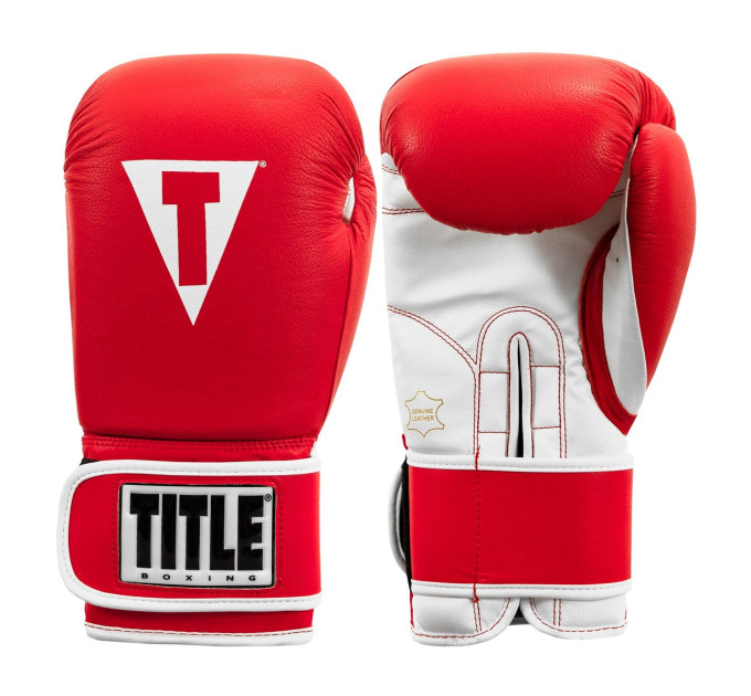 Боксерські рукавиці TITLE Boxing Pro Style Leather Gloves3.0 Red/White 12 oz (бинти 4м. в комплекті)
