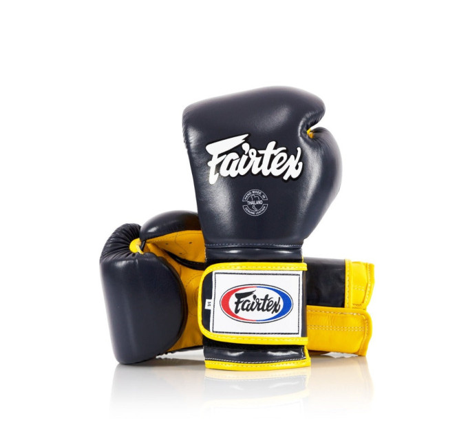 Боксерські рукавиці Fairtex BGV9 Mexican Blue/Yellow 16 унцій (бинти в комплекті)