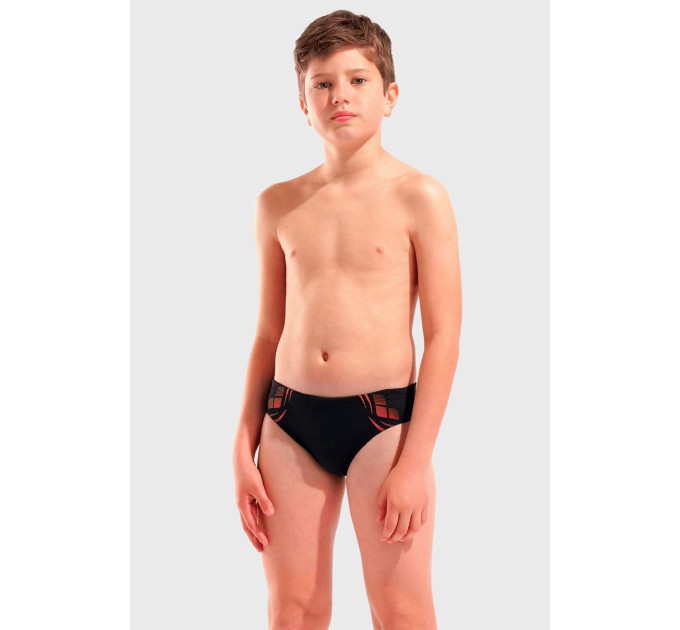 Плавки-сліпи для хлопчиків Arena POSEIDONIA SWIM BRIEFS Чорний, Кораловий 128 см (009009-504 128)