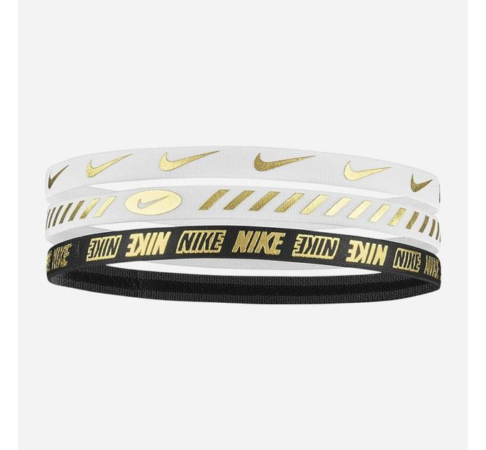 Пов'язка на голову Nike W HEADBANDS 3.0 3 PK METALLIC білий, чорний Уні One Size N.100.4527.112.OS