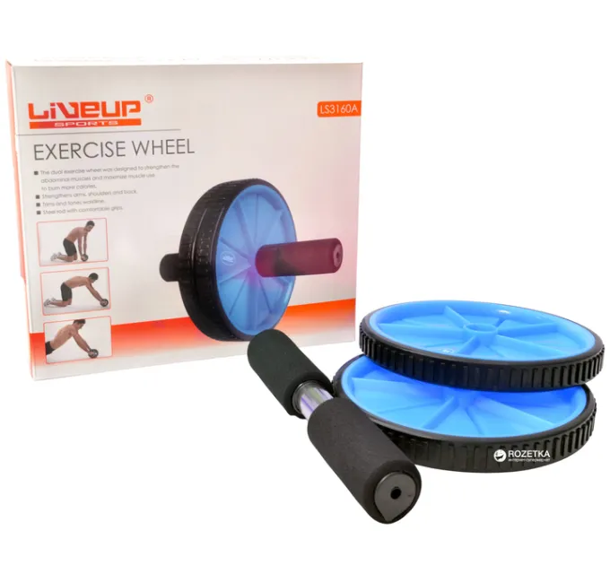 Ролик для преса LiveUP EXERCISE WHEEL чорний, сірий 18см LS3160B