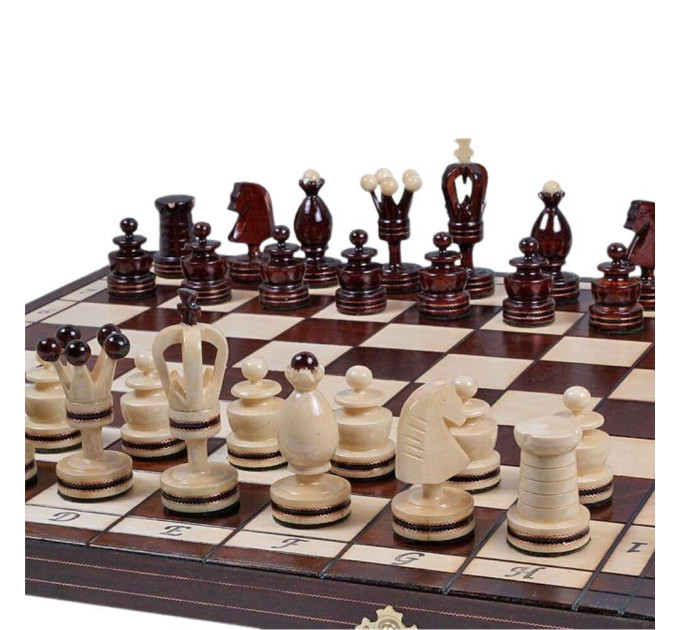 Шахи дерев'яні Королівські сувенірні інкрустовані 49,5 на 49,5 см Натуральне дерево MADON (136)