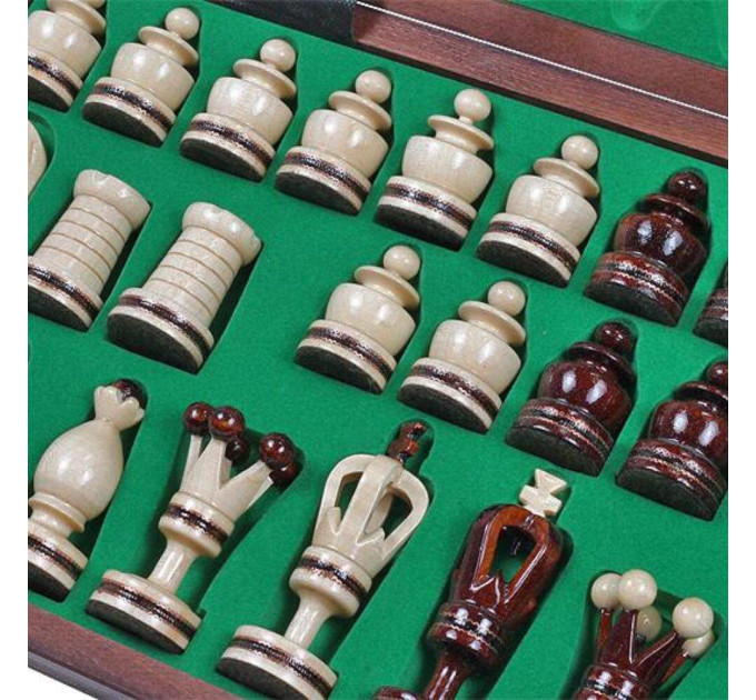 Шахи дерев'яні Королівські сувенірні інкрустовані 49,5 на 49,5 см Натуральне дерево MADON (136)