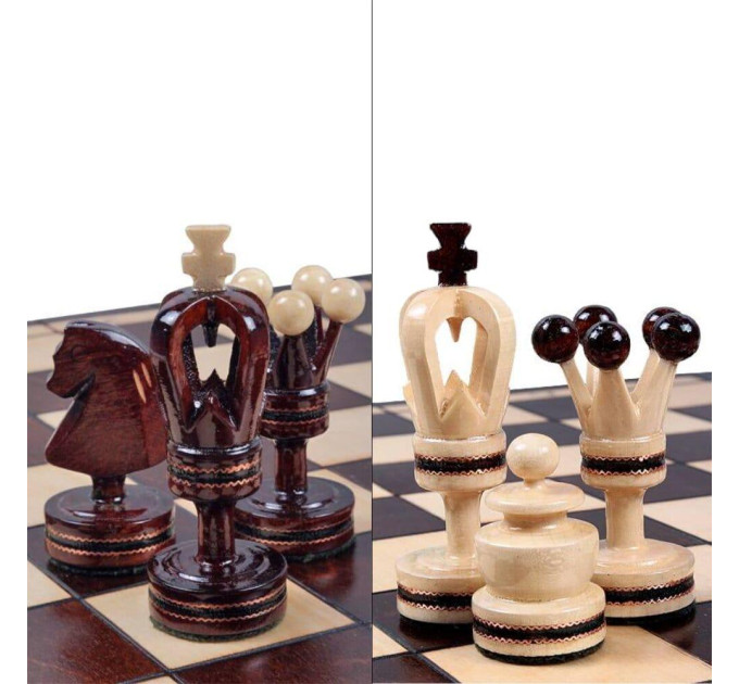 Шахи дерев'яні Королівські сувенірні інкрустовані 49,5 на 49,5 см Натуральне дерево MADON (136)