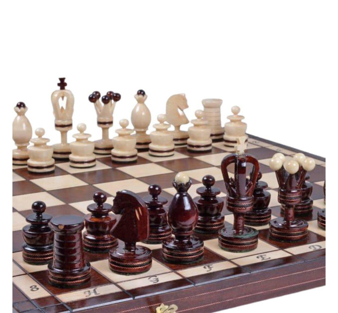 Шахи дерев'яні Королівські сувенірні інкрустовані 49,5 на 49,5 см Натуральне дерево MADON (136)