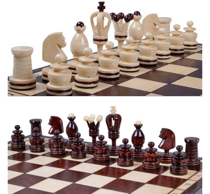Шахи дерев'яні Королівські сувенірні інкрустовані 49,5 на 49,5 см Натуральне дерево MADON (136)