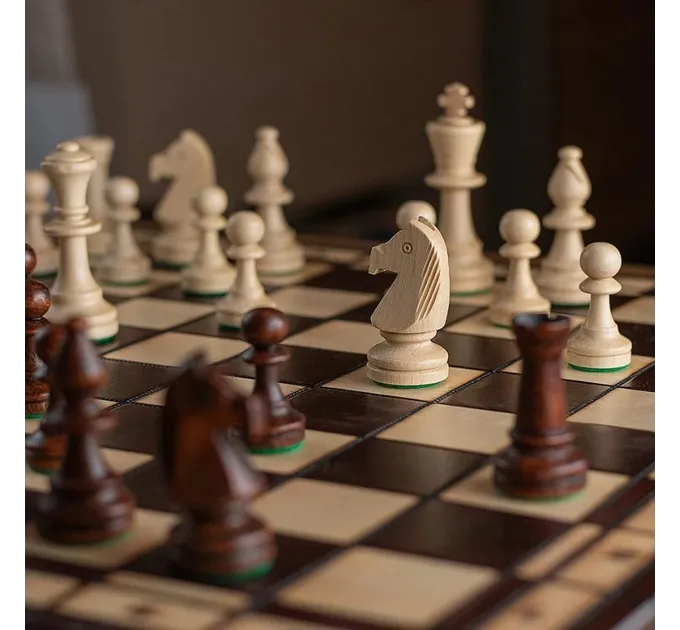 Набір шахи 2в1 дерев'яні комплект подарункові з натурального дерева на подарунок 50 на 50 MADON (165)