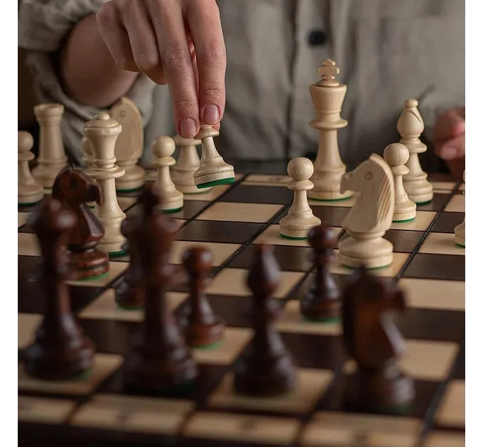 Набір шахи 2в1 дерев'яні комплект подарункові з натурального дерева на подарунок 50 на 50 MADON (165)